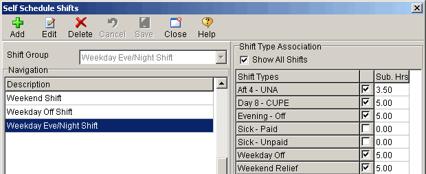 self schedule shifts dialog